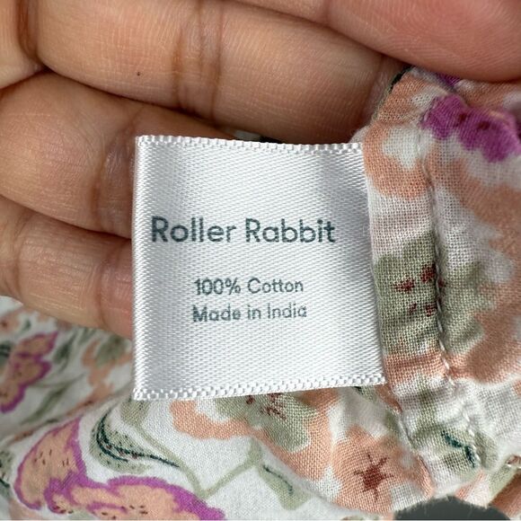 Roller Rabbit 100% Cotton Button Down Long Sleeve Floral Shirt Womens Size Small - Picture 6 of 7